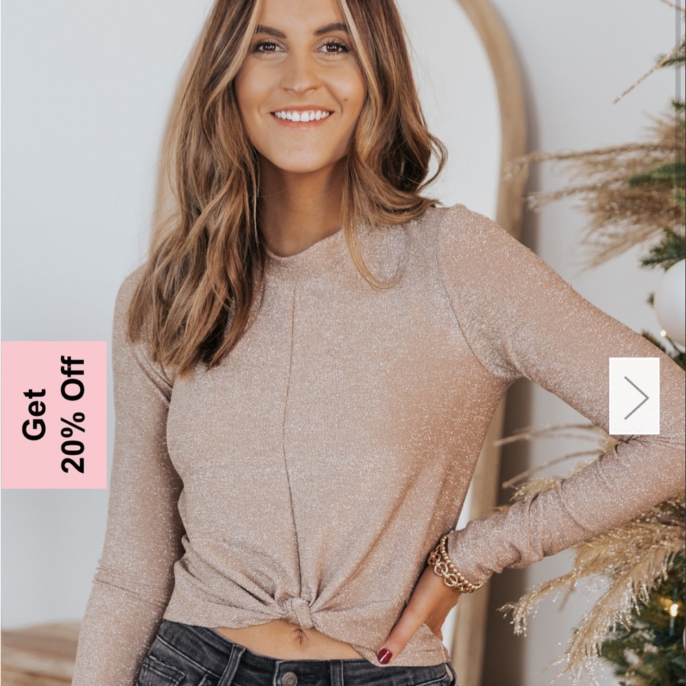 Rose gold metallic twist front crop top